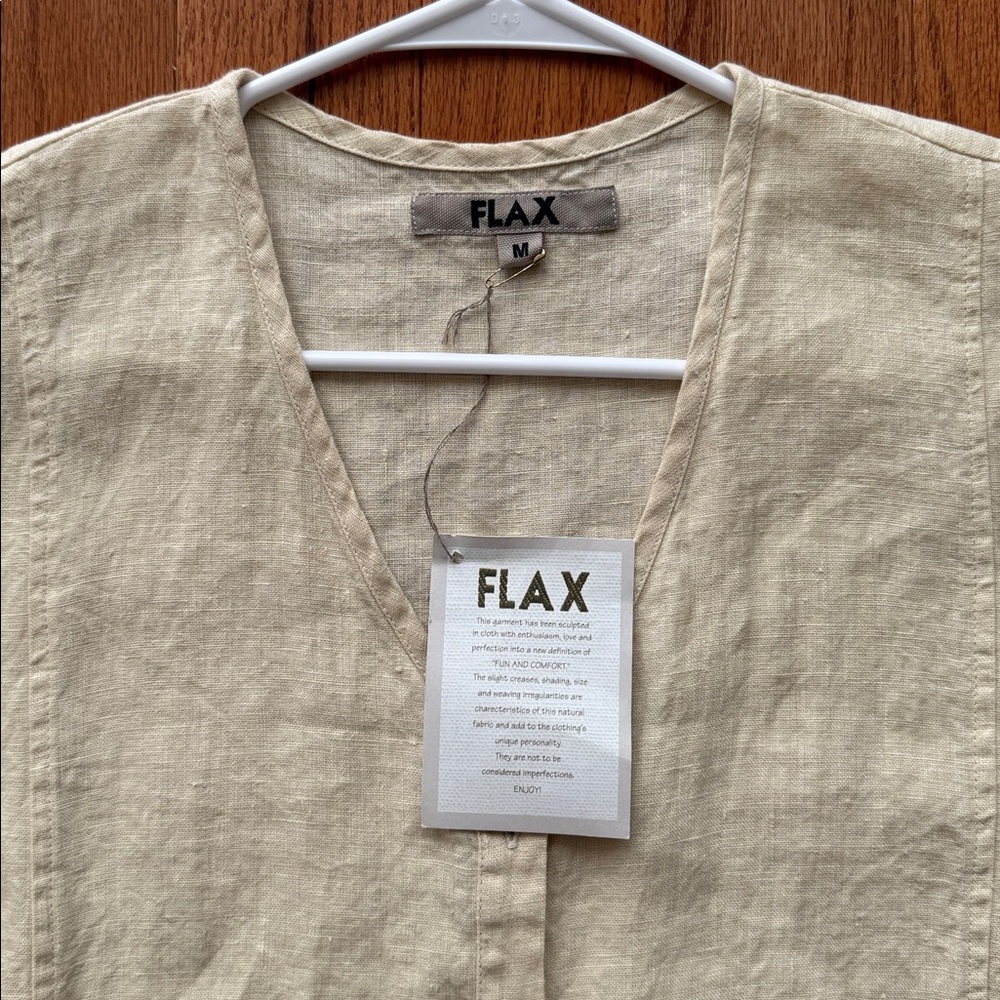 FLAX Linen Button-Up Top Size Medium NWT - Picture 2 of 6